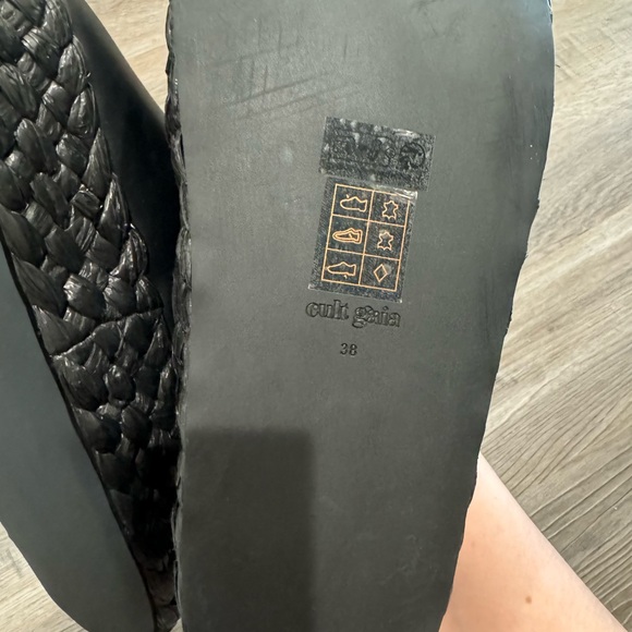 Cult Gaia Blythe Embellished Leather Platform Espadrille Sandal Slides in Black - Picture 12 of 16